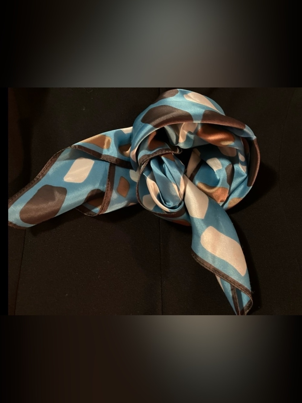 New Blue and Brown Polka Dot Silk Scarf